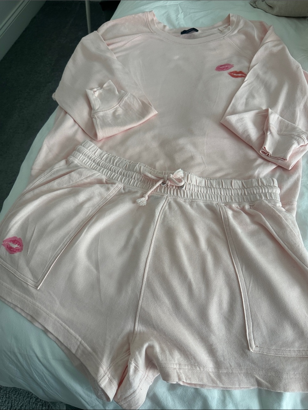 J. Crew Soft Pink Athletic Sweatshirt & Shorts Loungewear Set